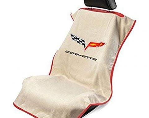 Seat Armour 2005-2013 Corvette Seat Towel, Tan with C6 Logo SA100COR6T