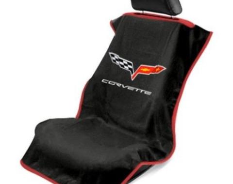 Seat Armour 2005-2013 Corvette Seat Towel, Black with C6 Logo SA100COR6B