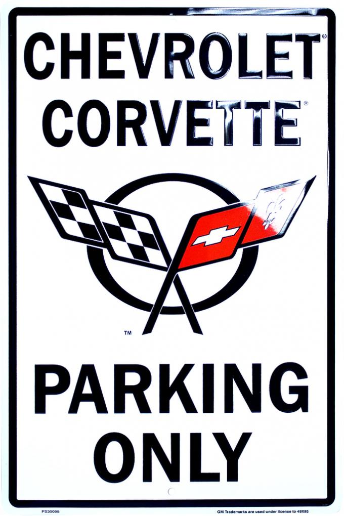 Corvette Parking Sign, C5 Embossed Steel, 1997-2004