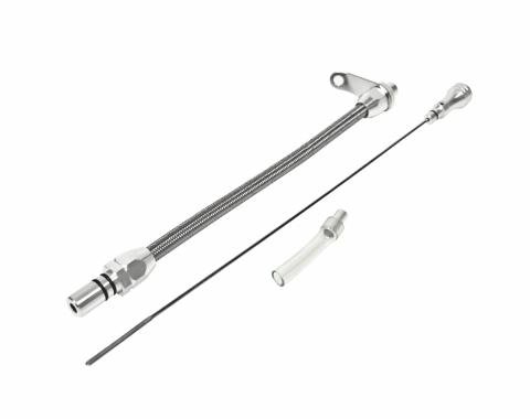 B&M Automatic Transmission Dipstick & Tube, Billet Aluminum/Stainless Steel Braided 22166