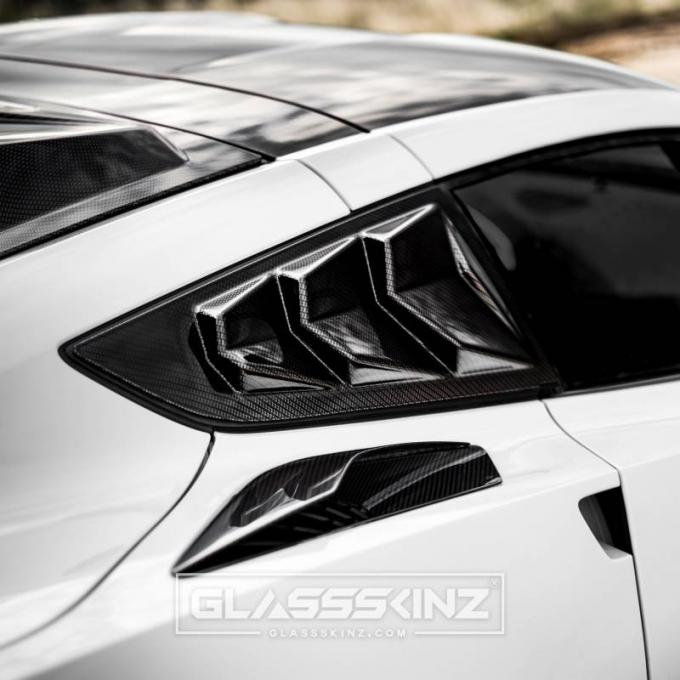 GlassSkinz 2014-19 Corvette Bakkdraft Quarter Louvers C7BAKKDRAFT-QTR WINDOW | Shadow Gray GJI