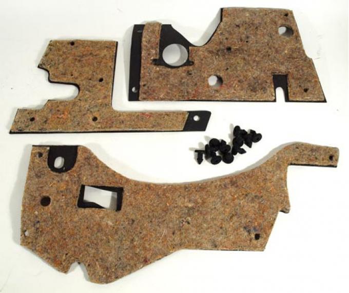 Corvette Firewall Insulation Set, with Fasteners (Standard Transmission & Heater), 1956-1957