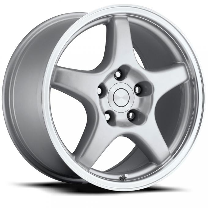 Factory Reproductions C4 Corvette Wheels 17X9.5 5X4.75 +54 HB 70.3 1984-1996 C4 ZR1 Corvette Silver Machine Lip With Cap FR Series 21 21795543408