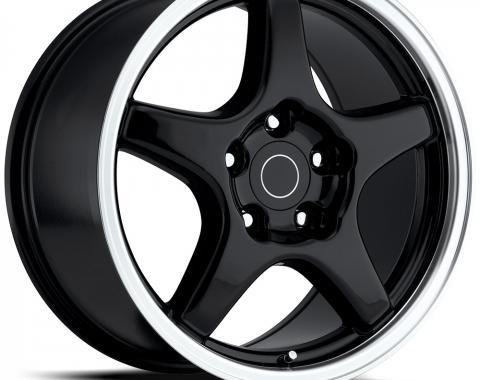 Factory Reproductions C4 Corvette Wheels 17X9.5 5X4.75 +54 HB 70.3 1984-1996 C4 ZR1 Corvette Black Machine Lip With Cap FR Series 21 21795543406