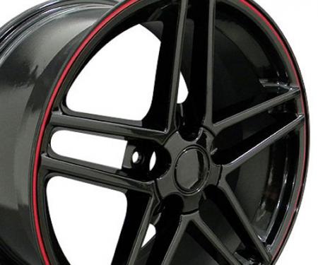 Black Rims with Red Stripe fit Corvette (C6 Z06 style) 18x9.5