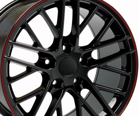 18" Fits Chevrolet - C6 ZR1 Wheel - Black Red Band 18x10.5