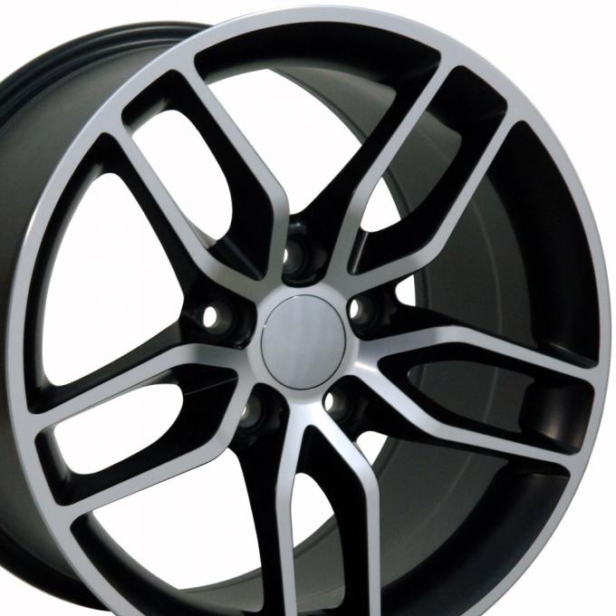 18" Rim fits Corvette C7 Stingray Style Satin Blk Mach'd 18x8.5 Wheel