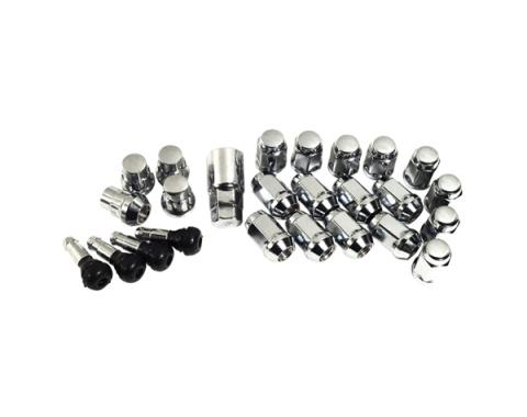 Corvette Chrome Wheel Lugnut, Locks, & Valve Stem Kit, 1984-2013