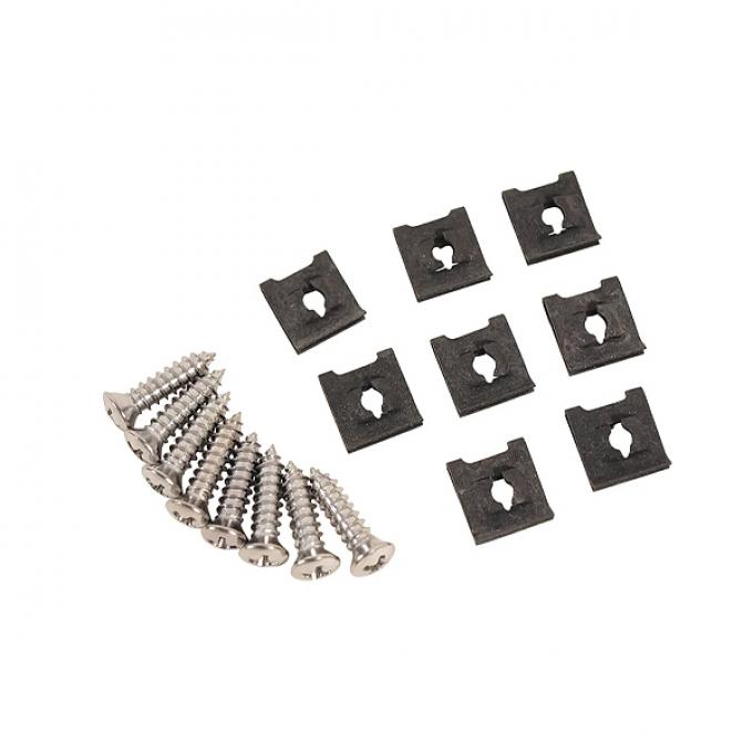 Corvette Exhaust Bezel Screws & J Nuts, 16 Piece Set, 1968-1969