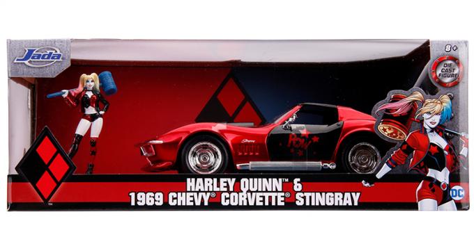 Jada 1:24 W/B DC Comics Bombshells - Harley Quinn & 1969 Chevrolet Corvette Stingray (Red/Black)