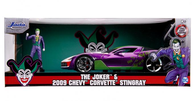 Jada 1:24 W/B - DC Comics - The Joker & 2009 Chevrolet Corvette Stingray (Purple/White/Green)