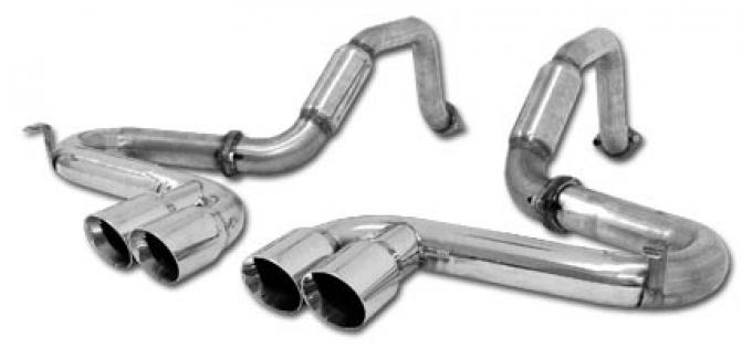 Corvette B&B Exhaust System, C5 Bullet Quad Round Tips, 1997-2004