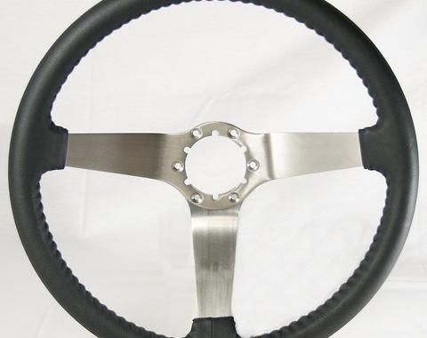 Corvette Volante OE Series Steering Wheel, with Brushed Spokes & Leather Grip, 1977-1979