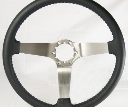 Corvette Volante OE Series Steering Wheel, with Brushed Spokes & Leather Grip, 1977-1979