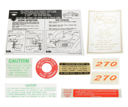 Corvette Decal Set, 270HP 8 Piece, 1961