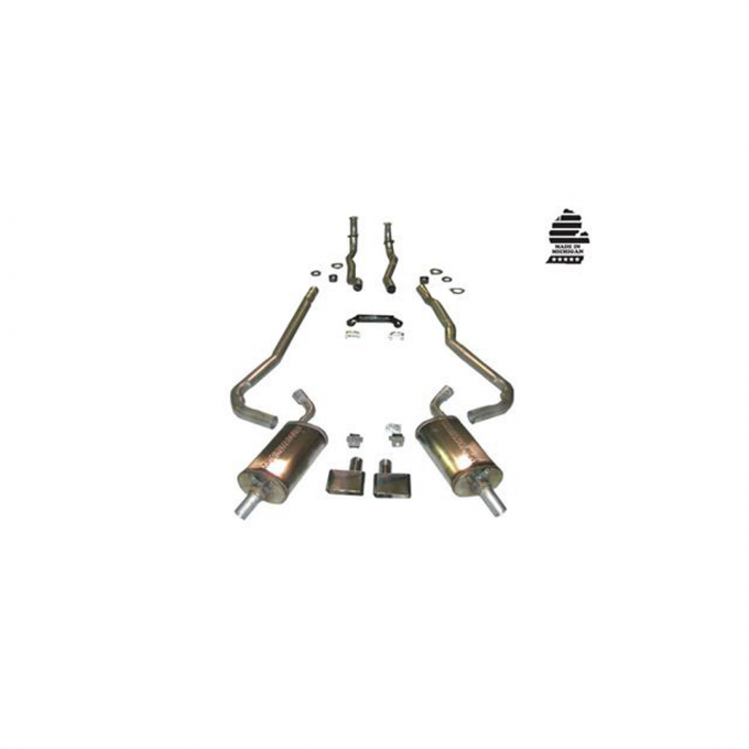 Corvette Exhaust System, 2" to 2 1/2" Manual, with Magnaflow Mufflers & Tips, 1968-1972