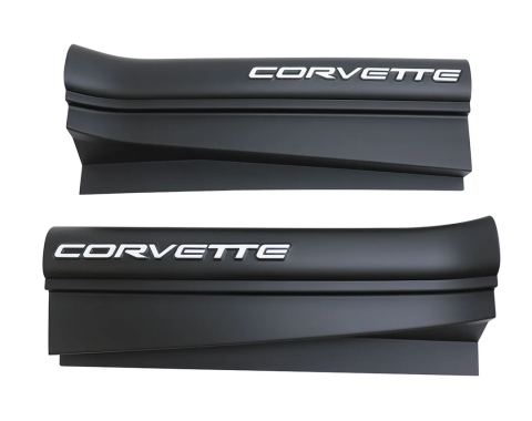 Corvette Sill Ease Protectors, Black, With White Letters, 1997-2004