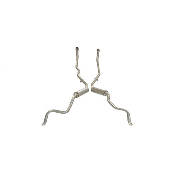 Corvette Exhaust System, 2", no Crossover, with Round Magnaflow Muffler, 1961-1962