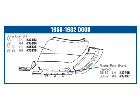 Corvette Door Skin, Outer Right, 1968