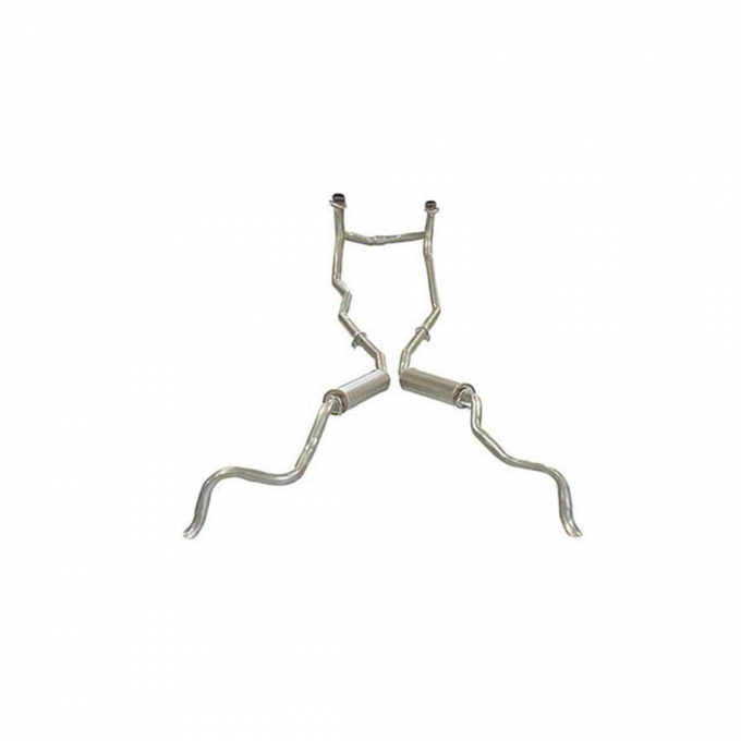 Corvette Exhaust System, with Crossover, with Round Magnaflow Muffler, 1961-1962