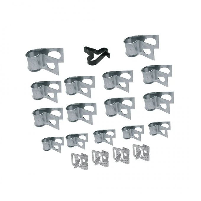 Corvette Brake & Gas Line Clamp Set, 20 Piece, 1963-1965