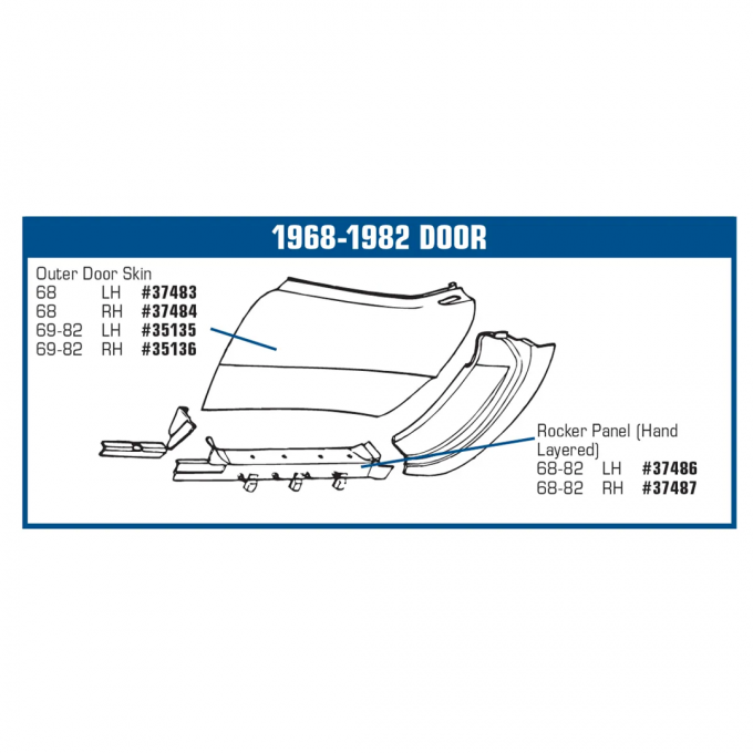 Corvette Door Skin, Outer Left, 1968