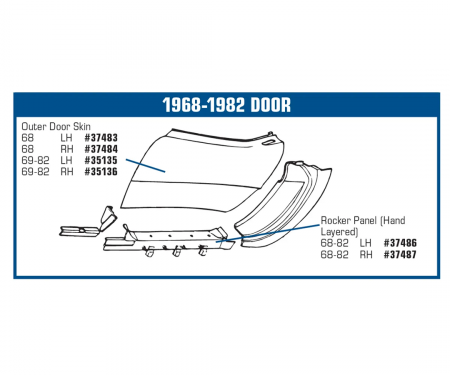 Corvette Door Skin, Outer Left, 1968