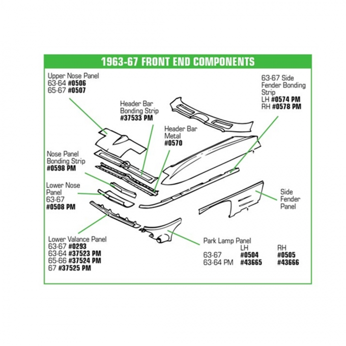 Corvette Bonding Strip, Side Fender to Hood Surround Right (Press Molded), 1967