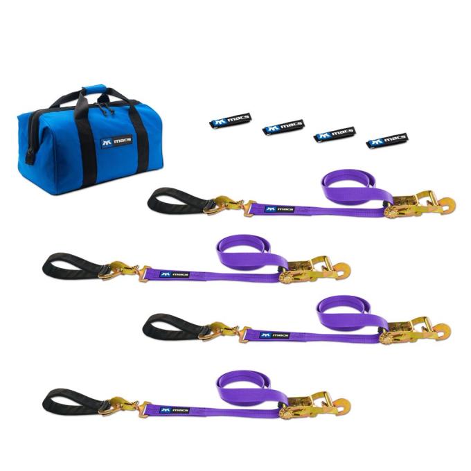 Race Ramps Two 6 & Two 8 Ultra Pack Tie-Down Straps with Detachable Axle Straps, Direct Hook Ends - Purple 516217