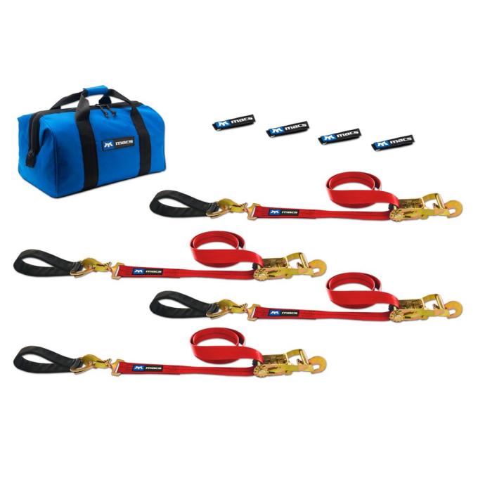 Race Ramps 2 x 6 Ultra Pack Tie-Down Straps with Detachable Axle Straps, Direct Hook Ends - Red 513216
