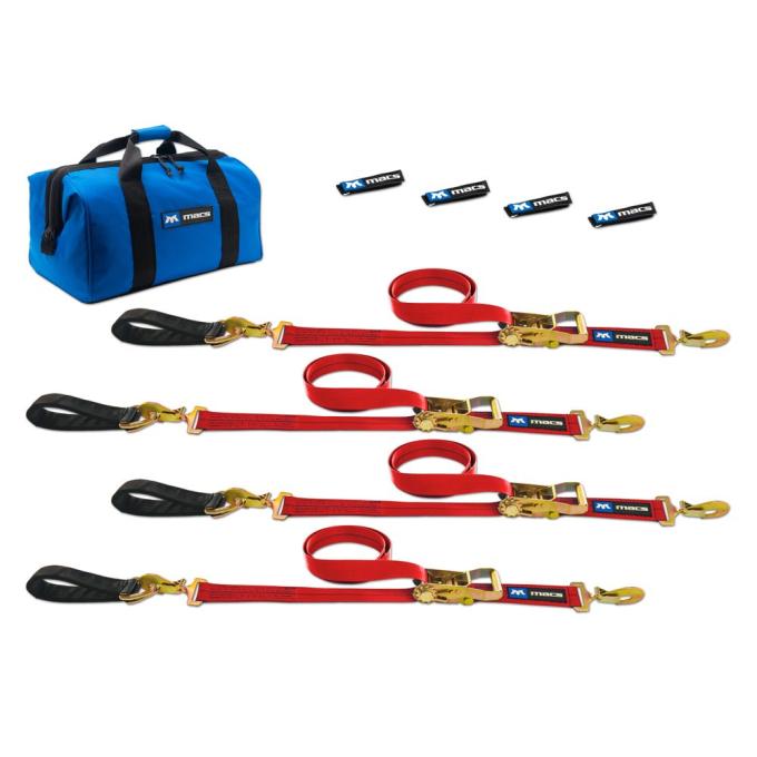 Race Ramps 2 x 6 Ultra Pack Tie-Down Straps with Detachable Axle Straps, Sewn Fixed Ends - Red 513206