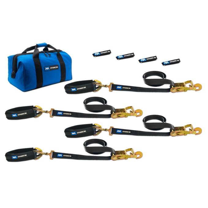 Race Ramps 2 x 6 Pro Pack Premium Tie-Down Strap Kit with 24 Axle Strap, Direct Hook Ends - Black 511616