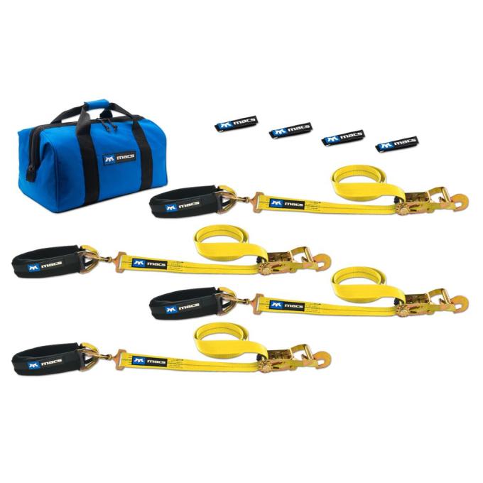 Race Ramps 2 x 8 Pro Pack Premium Tie-Down Strap Kit with 24 Axle Strap, Direct Hook Ends - Yellow 514618
