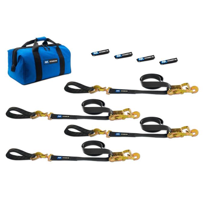 Race Ramps 2 x 8 Ultra Pack Tie-Down Straps with Detachable Axle Straps, Direct Hook Ends - Black 511218