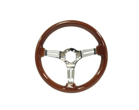 Corvette Steering Wheel, Simulated Walnut Wood, 14.5",  1963-1966