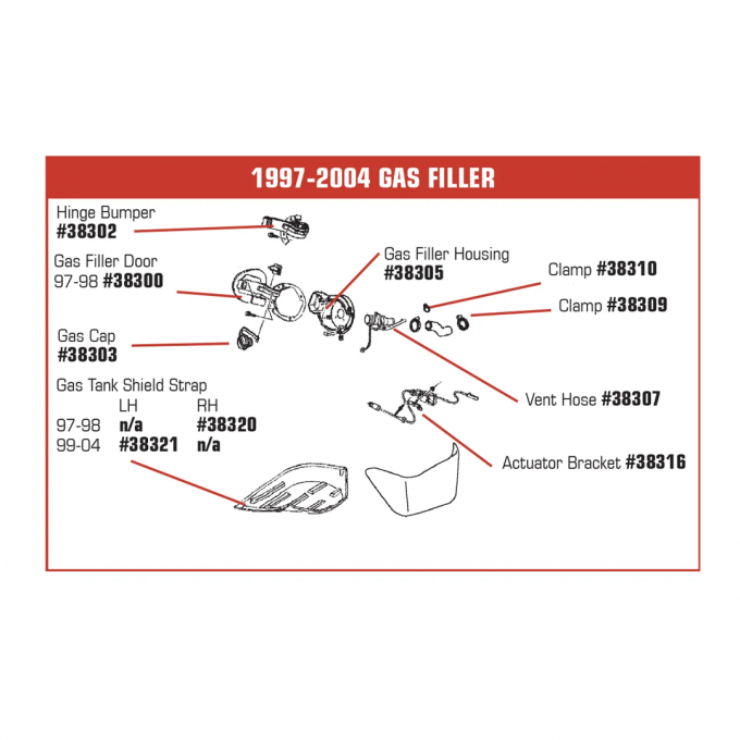 Corvette Gas Tank Shield Strap, Right, 1997-1998