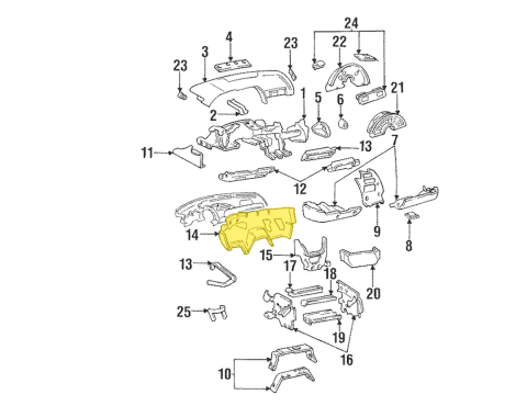 Corvette Dash Insulator, 1990-1996