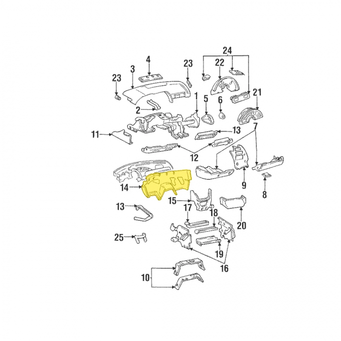 Corvette Dash Insulator, 1990-1996