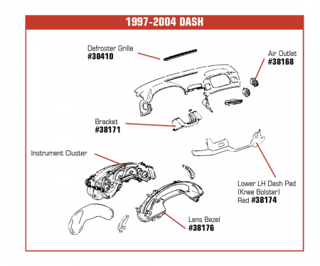 Corvette Instrument Cluster Bezel, 1997-2004