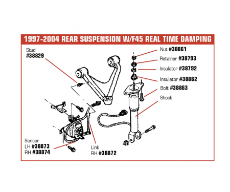 Corvette Position Sensor, Rear Left with F45, 1997-2004