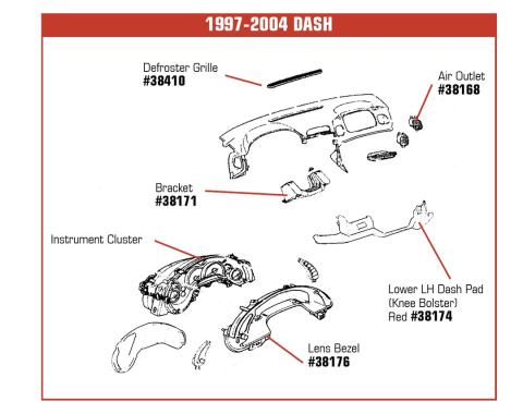 Corvette Instrument Cluster Bezel, 1997-2004