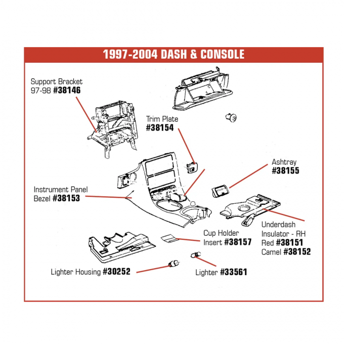 Corvette Instrument Panel Support Bracket, 1997-1998
