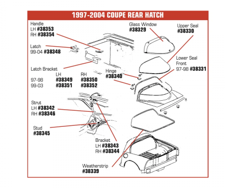 Corvette Hatch Glass Latch, 2 Required, 1999-2004