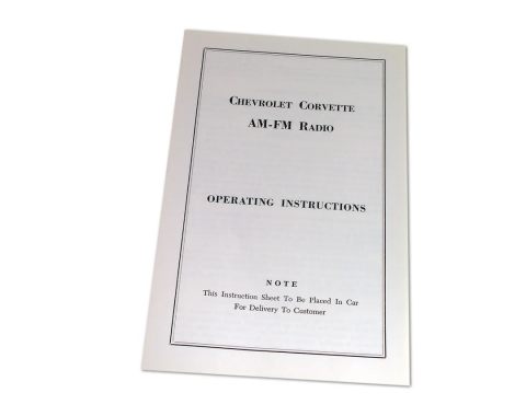 Corvette Instructions, Radio AM/FM, 1964