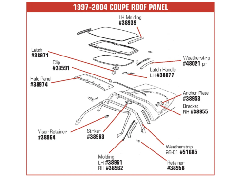 Corvette Windshield Moulding, Side Left Except Hardtop, 1997-2004