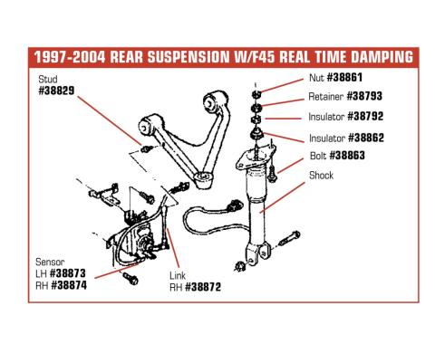 Corvette Position Sensor, Rear Right with F45, 1997-2004