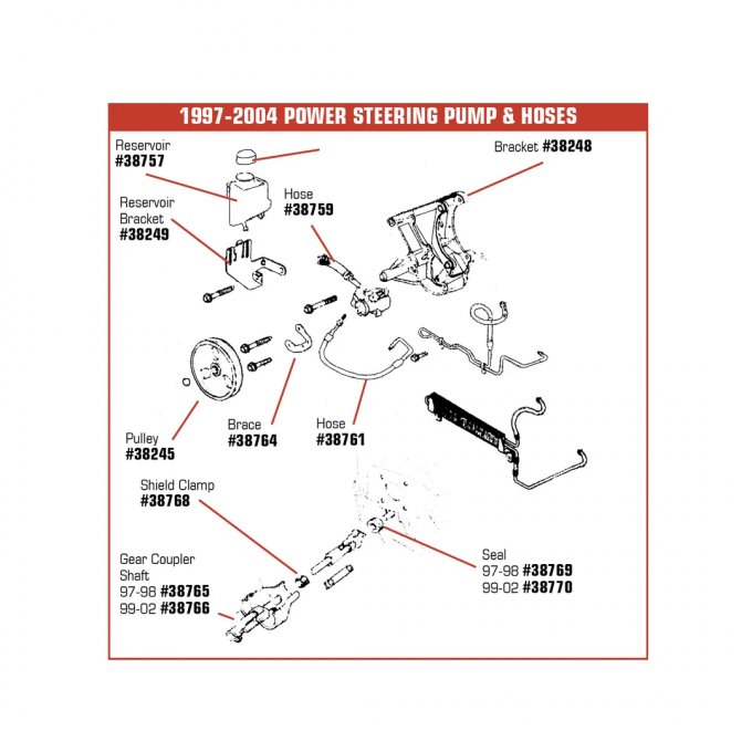 Corvette Steering Gear Coupler Shaft, 1997-1998