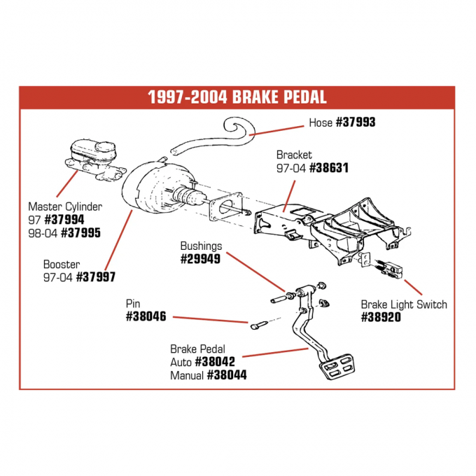 Corvette Brake Pedal, Manual, 1997-2004