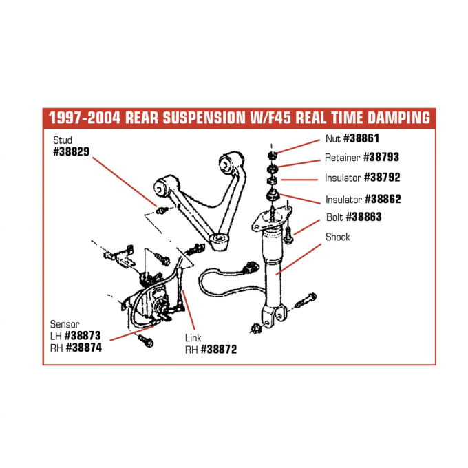 Corvette Position Sensor, Rear Left with F45, 1997-2004