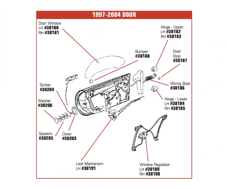 Corvette Door Window, Right, 1997-2004